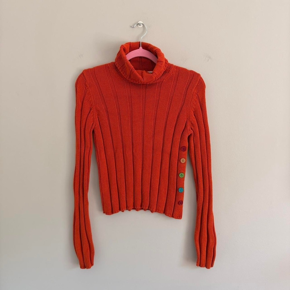 Y2K ORANGE ENERGIE COLORFUL BUTTONS SWEATER